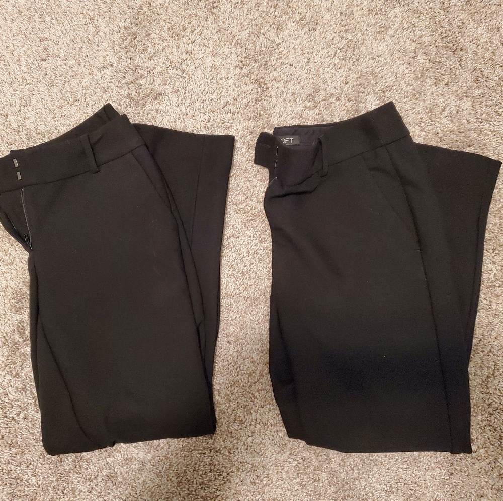 2 Black Loft Slim Pants - 0 Curvy